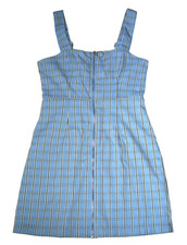 Forever 21 Plaid Pinafore Zip-up Mini Dress Blue Size S
