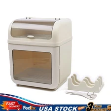 Covered Kitchen Dish Drying Rack Plastic Dustproof Drain Storage Box Basket Hold