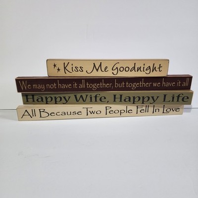 Primitives By Kathy Box Signs Set of 4 Love Decor