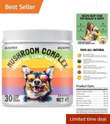 Mushroom Complex Chews for Dogs - Cognitive & Digestive Support (30 Chews)