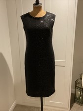 Calvin Klein Black Sequin Dress UK 12-14 Party Occasion