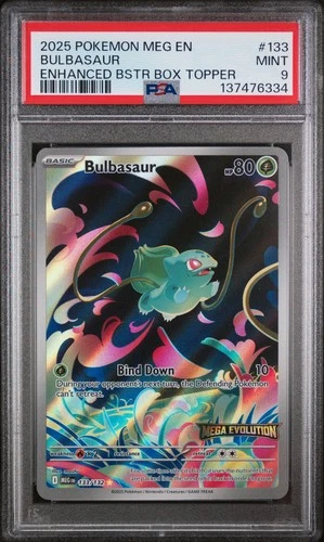 2025 POKEMON MEG EN-MEGA EVOLUTION ENHANCED BOOSTER BOX TOPPER BULBASAUR PSA 9