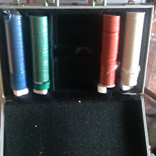 Poker Chip Set Aluminum Carrying Case Red Green Blue White Chips Casino Theme