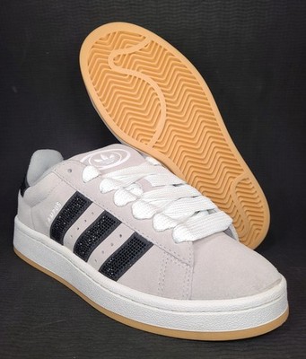 Adidas Campus 00s Women's Size 6 Grey Black Rhinestone Stripes Gum Sole New