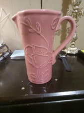 Pink Floral Ceramic Pitcher Ftd Condition Used No Damage