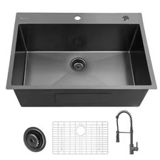 Glacier Bay 33 in. Drop-In Single Bowl 18 Gauge Gunmetal Black Stainless Defect