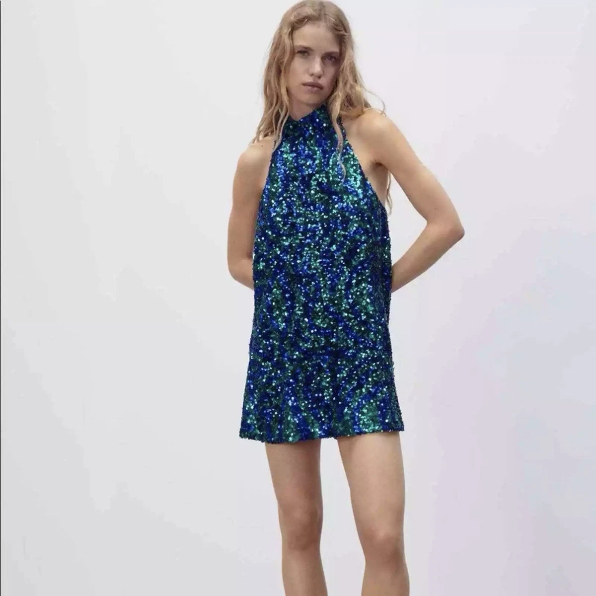princess polly baby blue dress Zara Sequin Blue Dresses for Women for sale