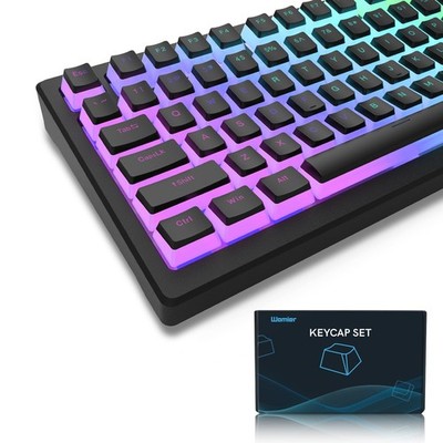 Pudding PBT Shine Through Keycaps 165 Keys Set OEM Profile Black Color