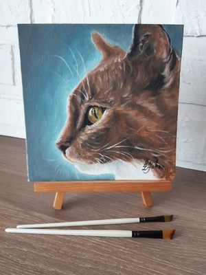 #ad Ginger Cat Original Oil Painting Tabby Cat Portrait Pet Lover Gift 8 x 8 . $41.25