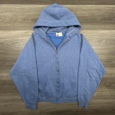 Vintage Sears Kings Road Hoodie Mens Large Blue Full Zip Faded 70s Sweatshirt