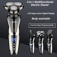 3 in1 Electric Shaver Men Floating Bladewith Nose Hair Trimmer IPX7 USB charger