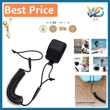 SUP Leash 10ft Coiled Paddle Board Leash for Longboards, iSUP, Black Lite