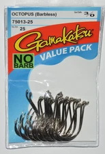 gamakatsu octopus hook barbless safe size 3/0 25 per value pack 75013-25 NO barb