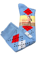 Argyles Women  s Size 9-11 Knee Socks in Blue, Red and White