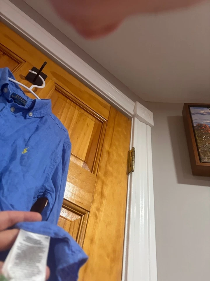 Polo Ralph Lauren Boys Linen Button Down Shirt Size 7 Blue Yellow Pony Logo - Image 3 of 4