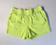 J.Crew Women  s 00 Textured Pattern Neon Lime Green Elastic Waist Cotton Shorts