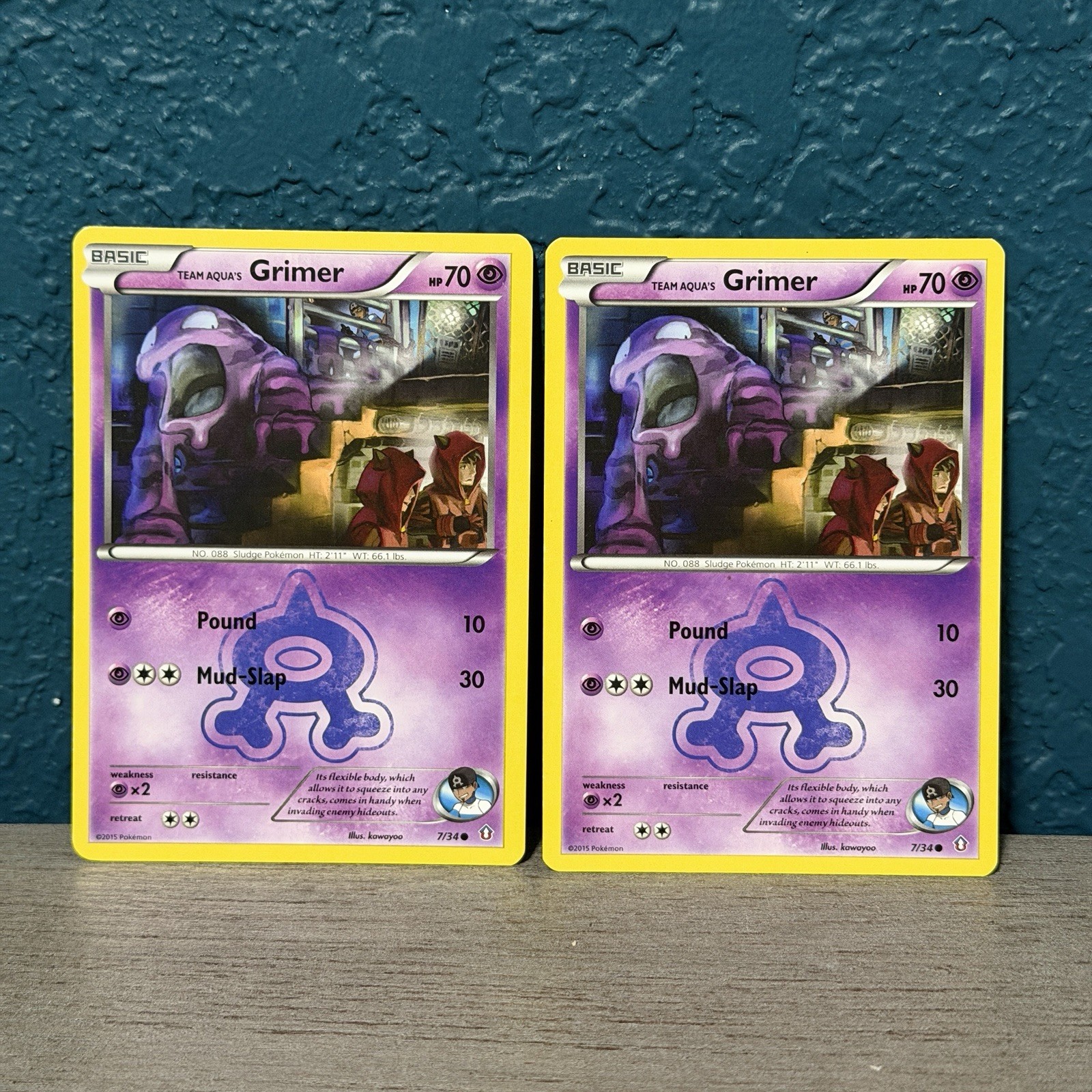 Pokémon TCG Team Aqua's Grimer 7/34 Double Crisis Regular Card LP x2
