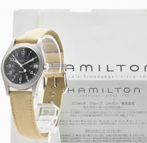 [NEAR MINT] HAMILTON Khaki 9797 Black Dial Field Quartz 33mm Men's Watch Swiss