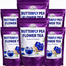 Family Share 6 Packs - Dried Butterfly Pea Flower Tea 2.28oz - Natural Thai Tea