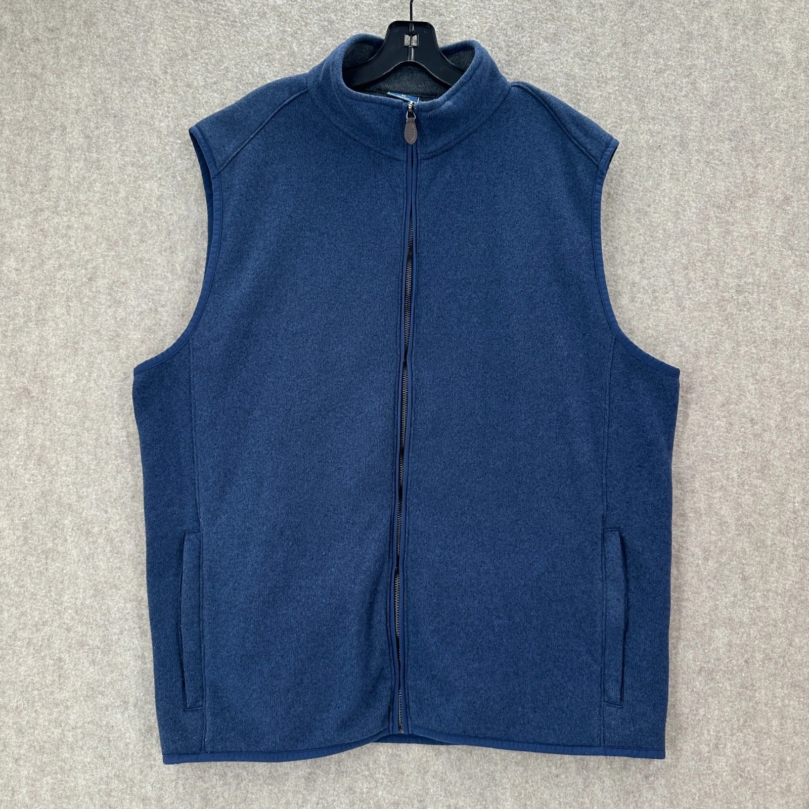 Vineyard Vines Fleece Vest Navy Blue Quarter Zip Mens XL Whale Logo Puffer Gilet
