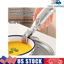 Anti-Scald Plate Gripper Clips Stainless Steel Silicone Tool For Moving Hot Bowl