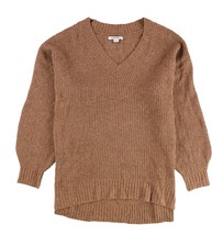 American Eagle Womens V-Neck Waffle Knit Sweater, Brown, Small