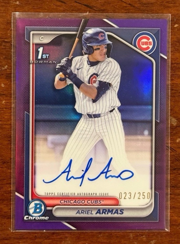 2024 Bowman Chrome 1st Bowman Ariel Armas #CPA-AA Purple Auto /250 Cubs