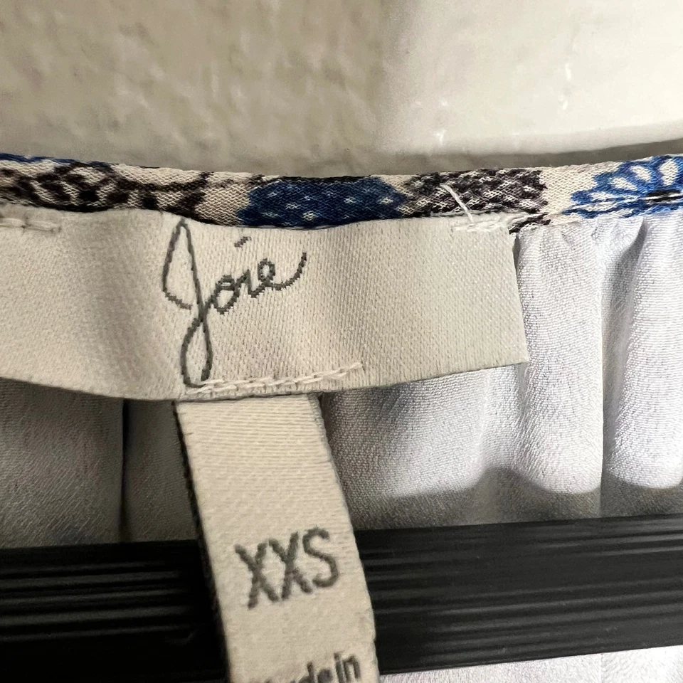 Mini Vestido Joie Azul Ariella Estampado Floral Seda Cuello en V Cintura Calada XXS Foto 3 de 4