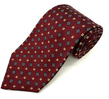Faconnable Men's Tie Burgundy Red Black Gold Design 100 Silk Handmade in France
