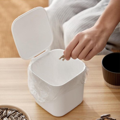 Trash Can with Lid Mini Office Desktop Rubbish Basket Storage Bin - Bild 7 von 12