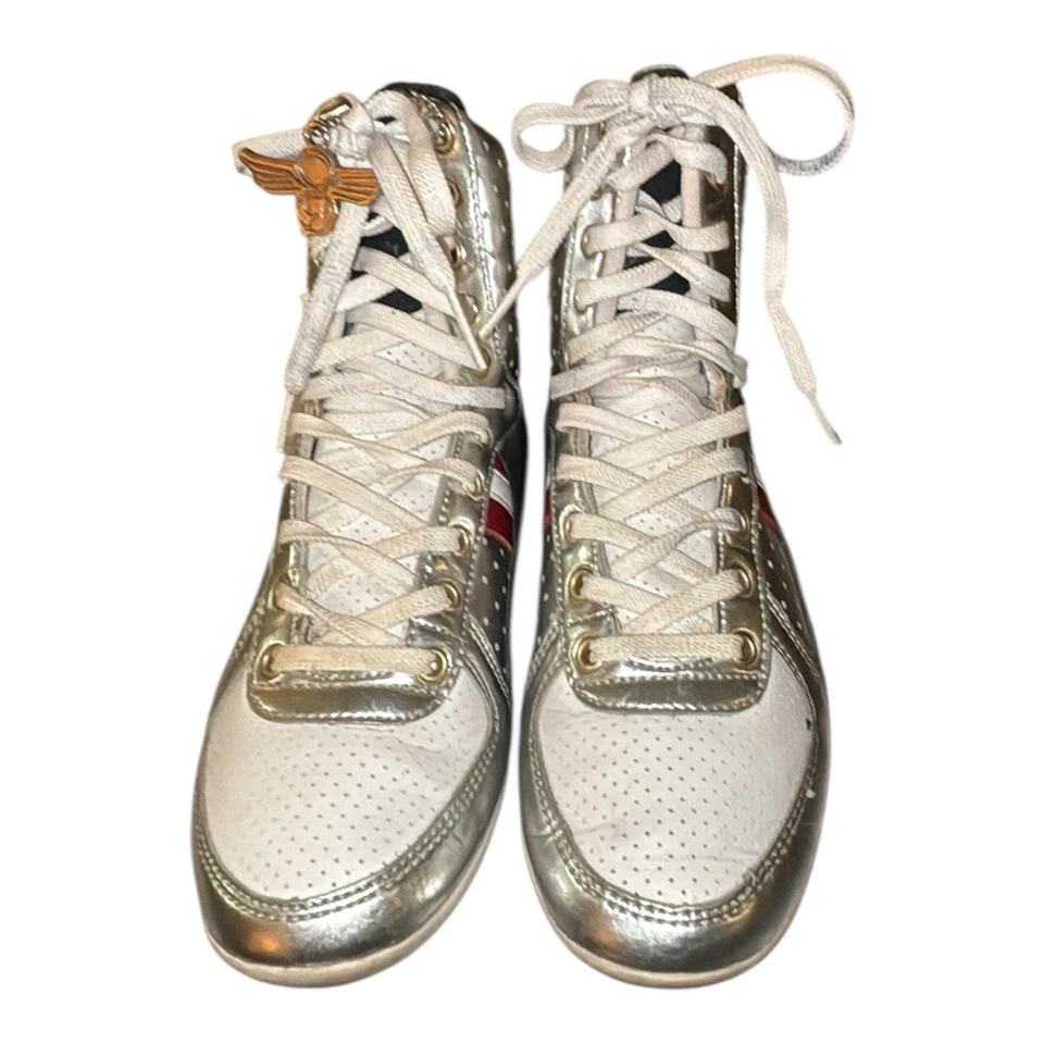 Creative Recreation Women’s Sneakers Galow Hi Silver Red Blue White Size 6.5 - Image 3 of 4