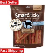 Healthy Dog Chews with Chicken Peanut Butter - 25 Count Rawhide-Free Treats