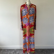 Leoni Al Sole By Giacomo Cinque Kaftan Maxi Dress Red Multi Size Large XL