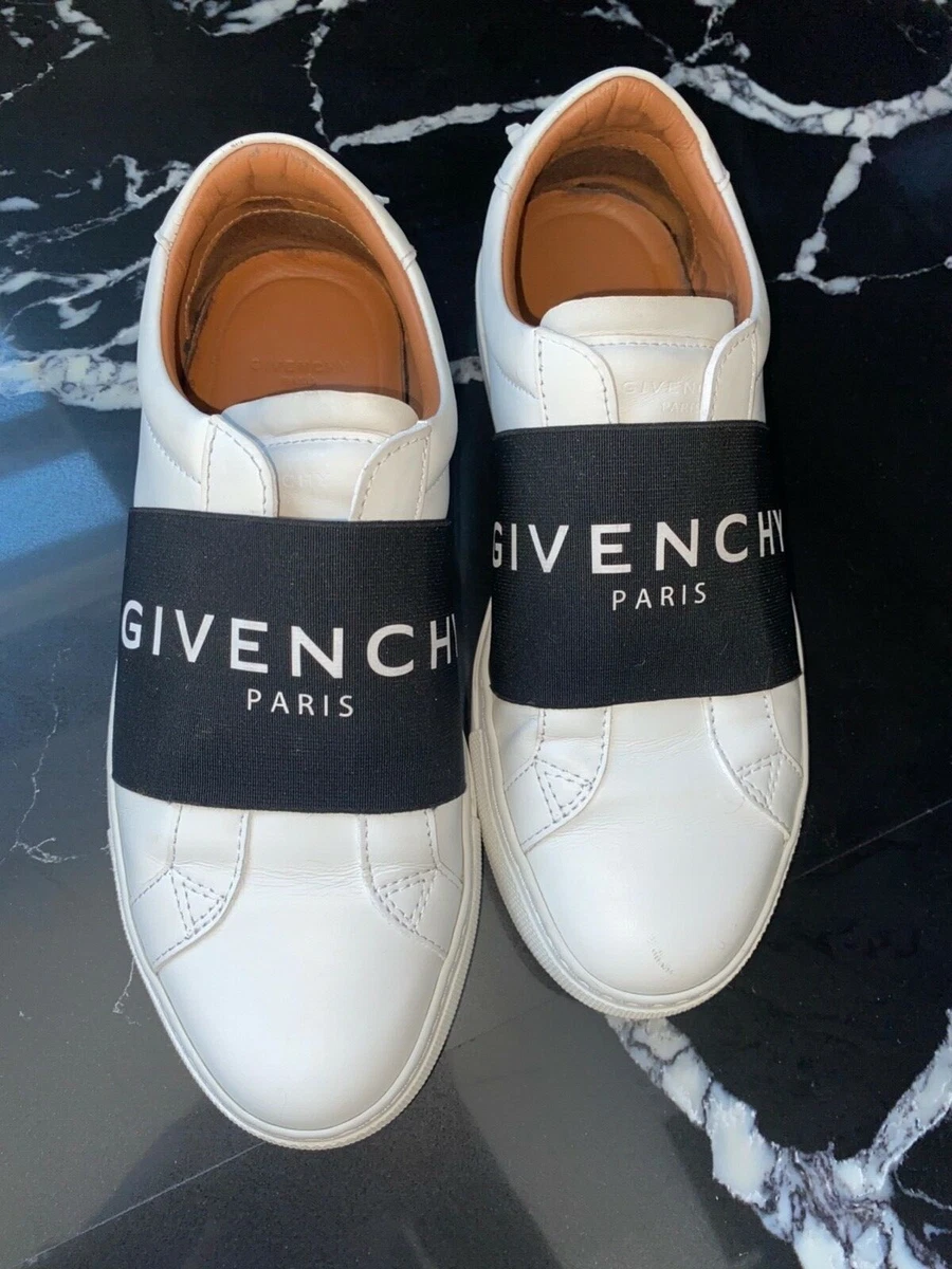 Givenchy White/Black Leather and Elastic Logo Sneakers Size 37 Givenchy |  TLC