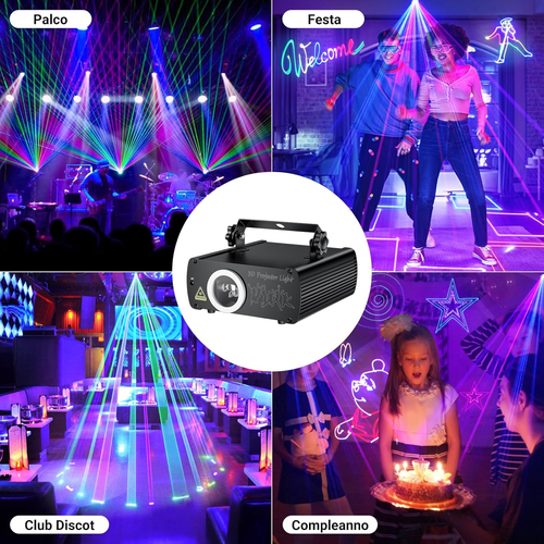 Luci Discoteca, 3D RGB Animazione Luci DJ, Luce Discoteca per Feste Con Telecoma - Foto 7 di 8