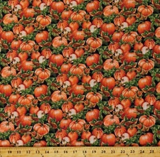 Cotton Pumpkins Patch Fields Fall Autumn Harvest Fabric Print by Yard D513.64