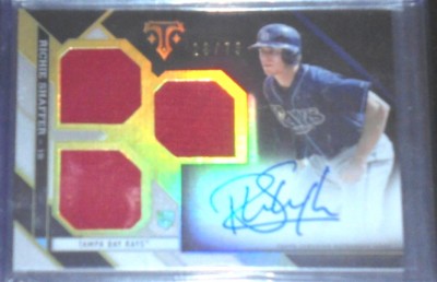 Richie Shaffer 2016 Topps Triple Threads 3 Jersey Patches+Auto#28/75!Rays IF RC