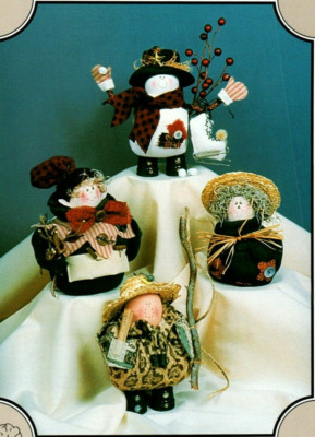 Off The Cuff Friends Stuffed Snowman Dolls Pattern Vintage Primitive Folk Art