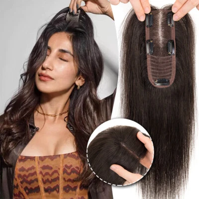 SEGO 100% Remy Echthaar Topper Toupee Clip In Damen Toupet Haarteil Extensions 5x15cm