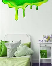 Green Slime Dripping Wall Decal Graphic. Kid’s room home decor. Birthday Slime.