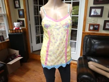 Warrior Girl~Yellow/Hot Pink/Blue Nylon Embellished Spag. Strap Top~L (M)~N/W/T