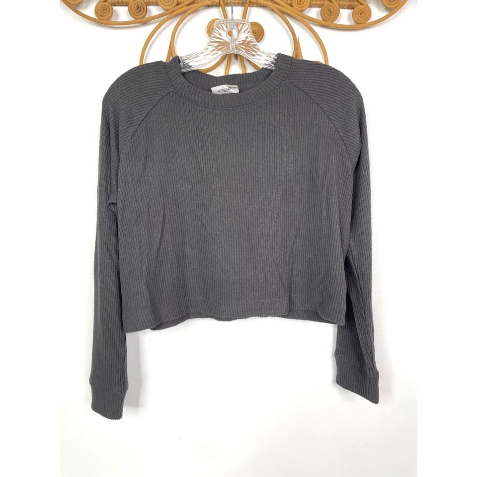 NEW Gap Teen gray soft ribbed long sleeve crop top girls 10 gray - Image 2 of 4