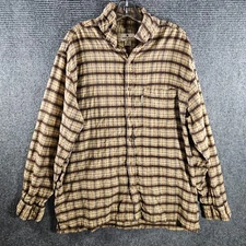 VTG Woolrich Button Down Long Sleeve Shirt XL 100% Cotton Beige Brown Mens