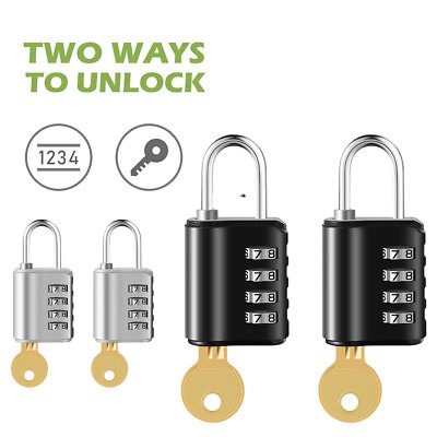 2 Pack 4-Digit Combination Padlocks - Heavy Duty Alloy, 8mm Steel Shackle, Weatherproof For Outdoor Use (Black) - View #14