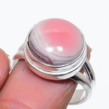 Natural Rhodochrosite Gemstone 925 Sterling Silver Jewelry Ring Size 6.5 US 