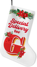 Personalized Christmas Stocking Name Tags - Initial G Holiday Decor 16.5