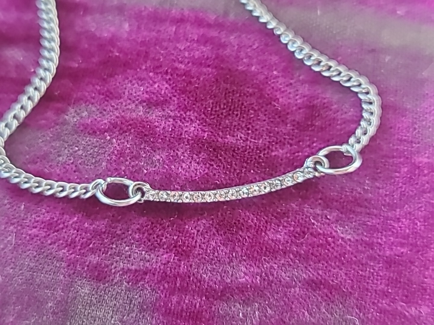 Silver Tone Metal Statement Adjustable Rhinestone… - image 4