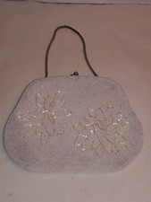 Vintage Jordan Marsh White Beaded Clutch Purse Handbag