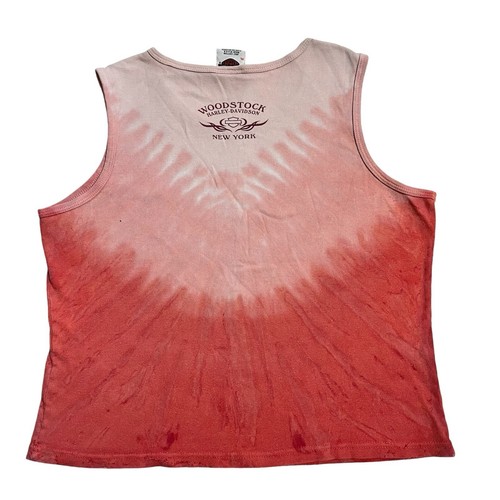 VTG Harley-Davidson Womens XL Tank Top Thrashed Biker Tie Dye USA Woodstock NY - Picture 2 of 12