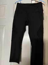 Reebok Capri High Rise Leggings Workout Performance Black Women  s S Retail 60